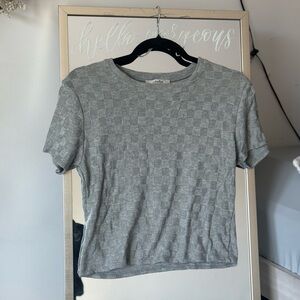 Kirious Stylish Gray Checkered Short Sleeve Tee